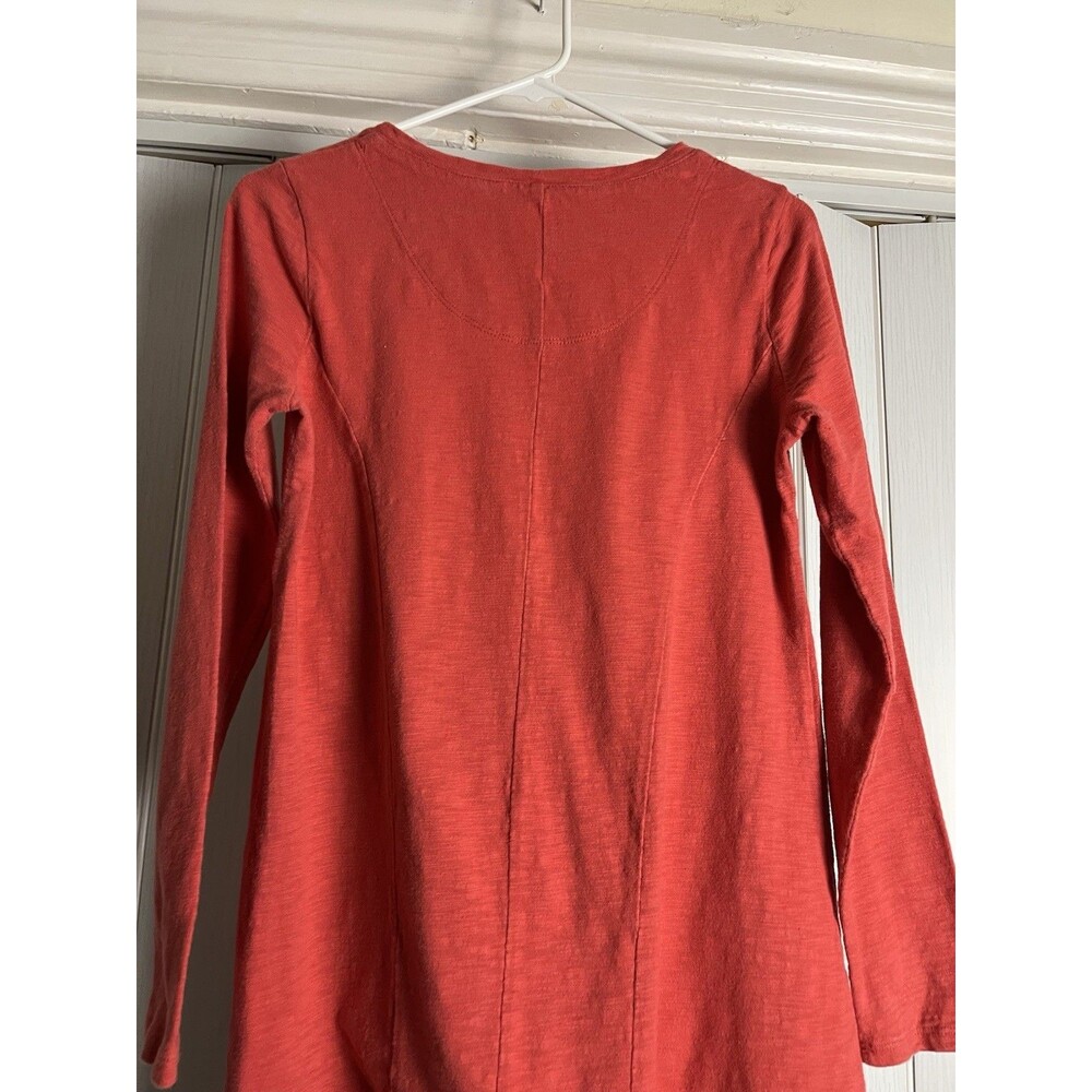 Logo Lori Rust Orange S Asymmetrical Hem Tunic Top - Long Sleeve with Pockets" - Picture 13 of 13